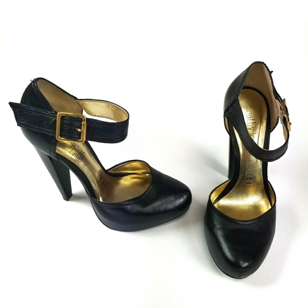 NWOT Cathy Jean 》Black Leather Pumps Size 7.5